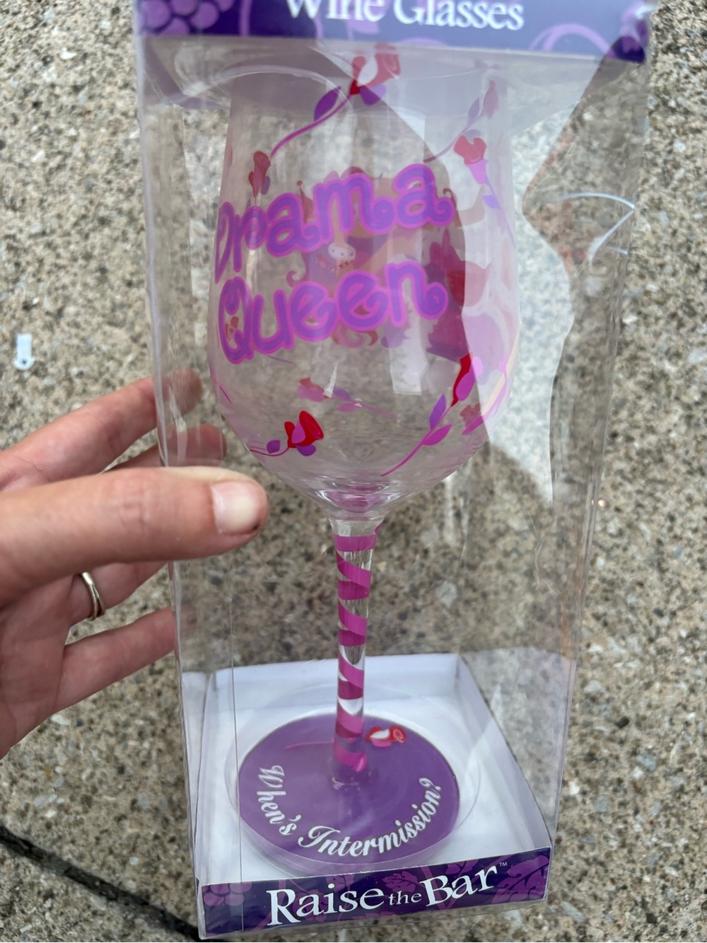 The Bar 'Drama Queen' Pink Wine Glass - Home Party Supplies-new in box!